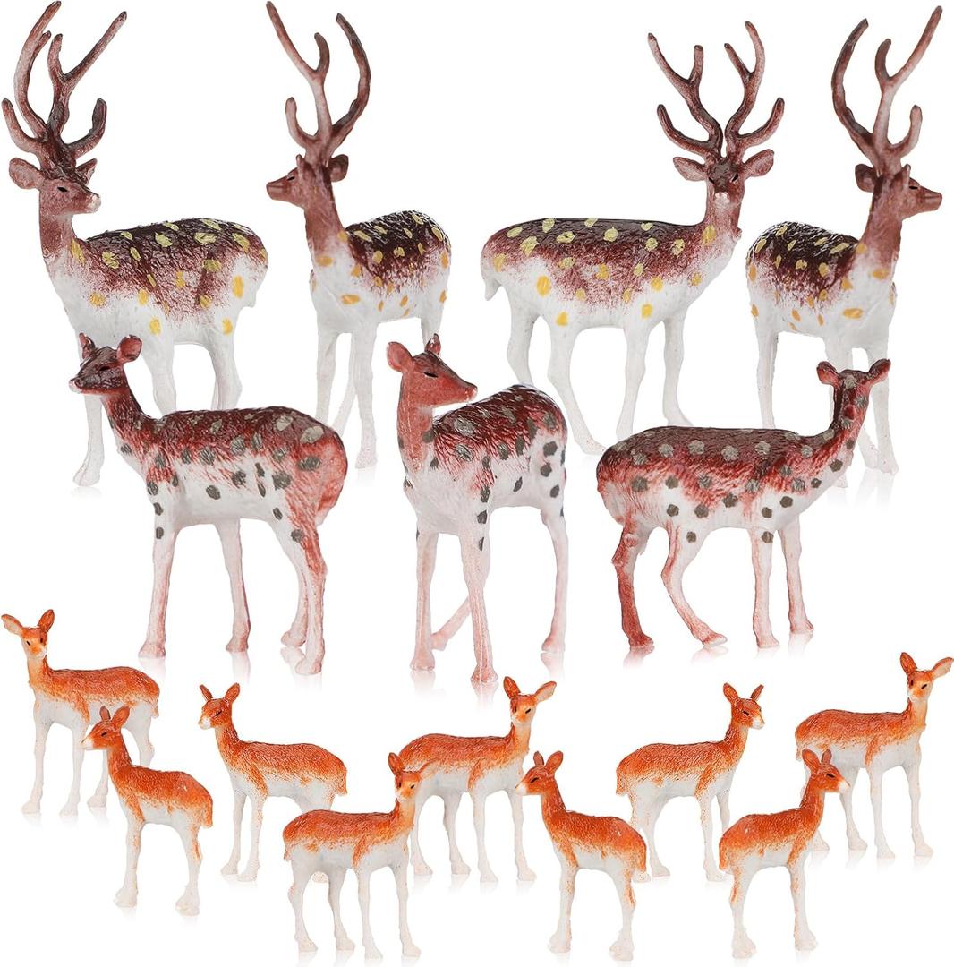 Soaoo 60 Pcs Mini Plastic Deer Figurines Small Deer Cake Toppers Decoration Miniature Forest Animals Reindeer Figures Christmas Woodland Creatures Mini Animal Woodland Cake Decoration Gifts Crafts