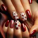 Valentines Press On Nails Short Square Fake Nails Red Heart Nails Press Ons Valentines False Nails With Heart Rhinestone Designs Full Cover Glue On Nails Glitter Stick On Nails For Women