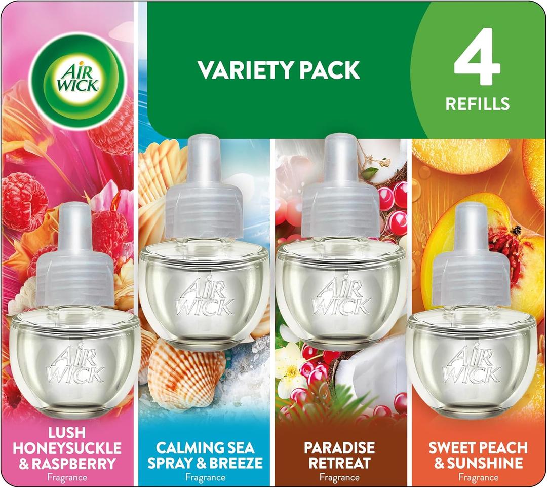 AIR WICK® Plug In Scented Oil Air Freshener Refill Mixed Pack - 4 Count Oil Refills Spring LHR+CSP+PR+SP 4 ct., Essential Oils