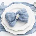 60 Pack Dusty Blue Cheesecloth Napkins Washable 21x21 Inches Dusty Blue Cloth Napkins Set of 60 Bridal Baby Shower Dinner Table Napkins for Wedding Rustic Boho Cotton Gauze Summer Party Table Decor