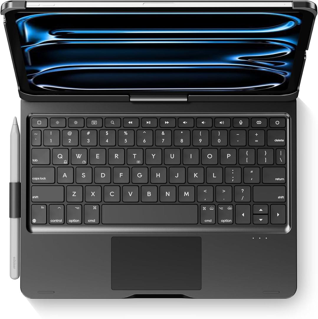 edaiser Swivel Keyboard Case for 2024 Apple iPad Pro 11 inch M4 A2836 A2837 A3006; Rotatable Cover with Pencil Holder, Multi-Touch Trackpad, RGB Backlit, Black