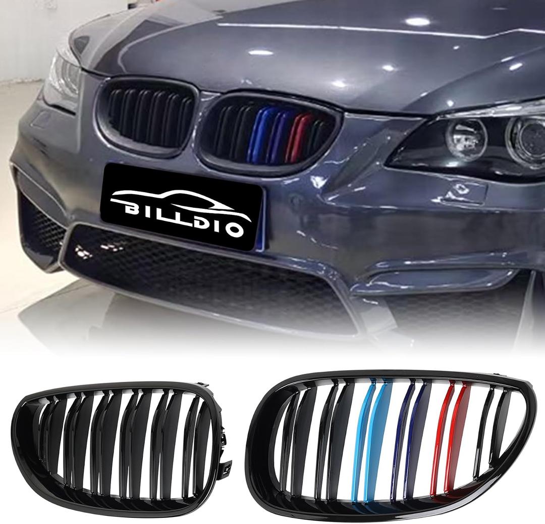 E60 Grille - Front Kidney Color Grill Compatible with 2003-2009 BMW 5 series 520i,523i,525i,528i,530i,535i,550i,Double Slats 2Pcs