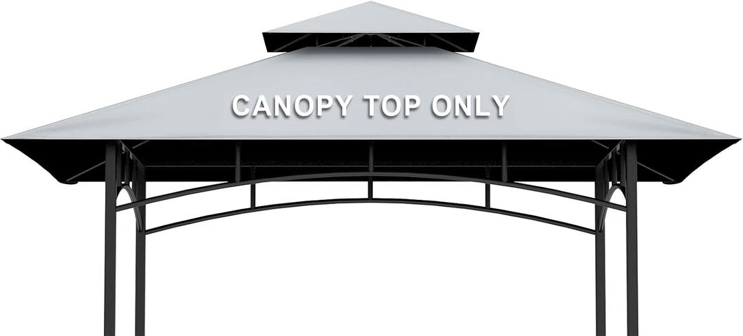 Grill Gazebo Replacement Canopy Top - AONEAR 5'x8' Outdoor BBQ Tent Roof Cover Double Tiered Outdoor Grill Shelter Fit for Model L-GG001PST-F (Gray)