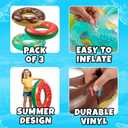 Pool Floats Kids (3 Pack) - Inflatable Pool Floaties, Inner Swim Tube Rings - Fun Designs, Swimming Raft Toys, Summer Birthday Party Decorations