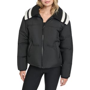 Champion womens Quilted Shawl Collar Puffer Jacket (Small, Black)