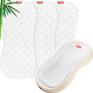 Moonsea Quilted Thicker Changing Pad Liner 3 Pack Waterproof, Fit for Changing Table Liners are Warm On a Baby's Back Non-Slip Design Reusable Pads Machine Washable, White (White)