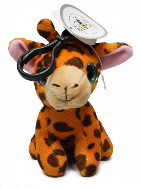 Puzzled Giraffe Keychain - Big Eye Stuffed Giraffe Plush, Fluffy Plush Keychains for Backpack, Purse, Wallet, or Bag, Cute Zoo Party Favors Keychain Charm for Kids and Adults - 6 Inch