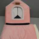 Dog House Indoor Memory Sponge, Foldable Dog House Kennel Bed Mat with Cushion for Small Medium Large Dogs Cats, Winter Warm Cat Nest Puppy Cave Sofa Pet Products (Pink, M)