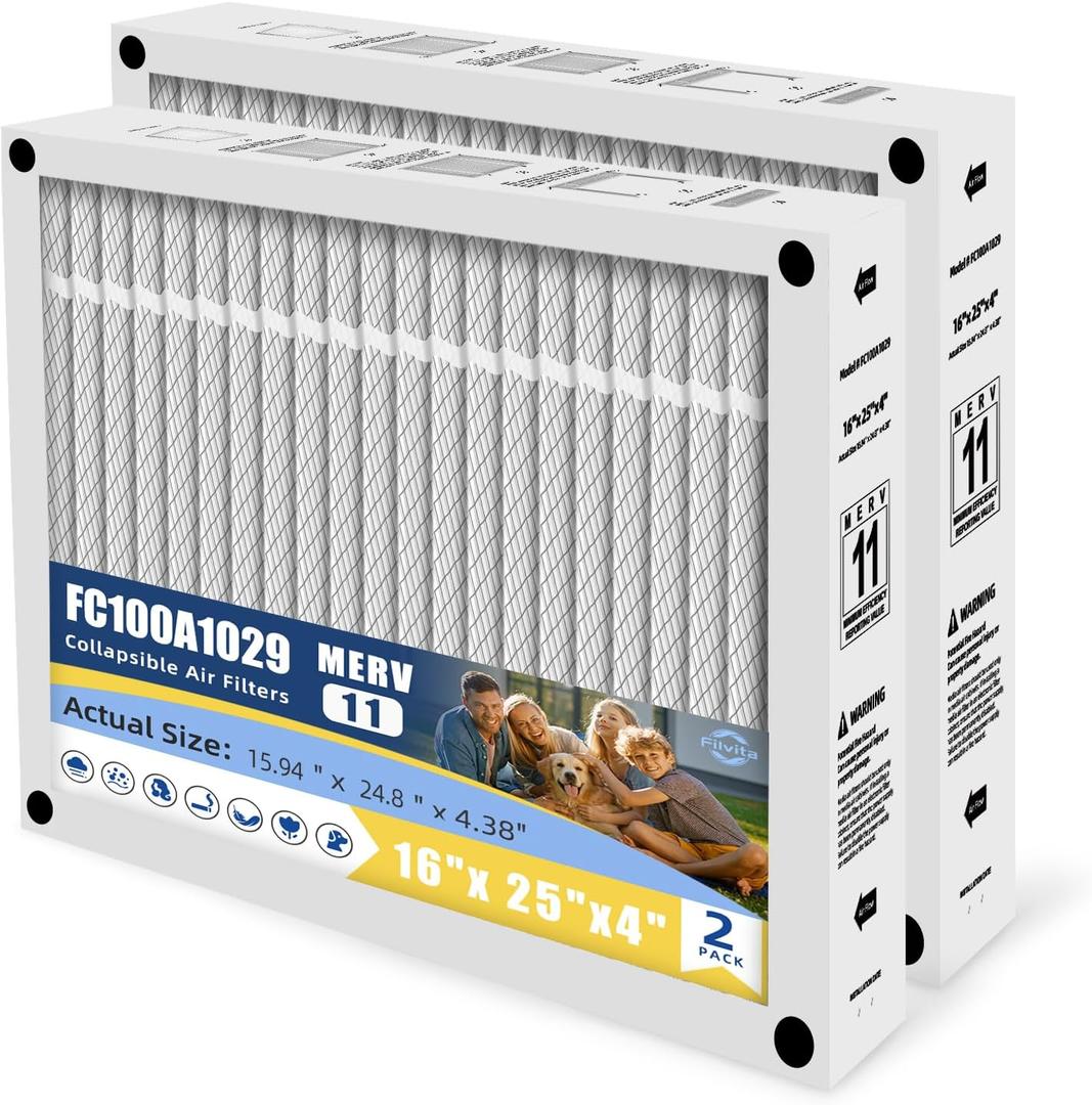 16x25x4 Filter Replacement For Honeywell FC100A1029 Pleated Design, 1 PACK