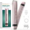 Bikini Trimmer for Women, 2 in 1 Electric Shaver Dual Head Bikini Trimmer for Women IPX7 Waterproof Body Hair Trimmer and Facial Hair Remover for Bikini Leg Arm Body Face, Pink 002