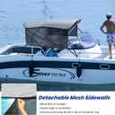 KAKIT 3 4 Bow Bimini Tops with Mesh Sidewalls Support Poles for Boats Marine Grade Canvas Top Includes 2 Straps Storage Boot 1 Inch Aluminum Frame, 3 Bow 6'L x 46" H x 54"-60" W Gray