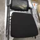 FYLICA Stackable & Foldable Office Chair, Folding Desk Chair with Flip-Up Armrest, Breathable Mesh, Thick Seat Cushion & Rocking Backrest, Conference Room Chair with Wheel (Black1)