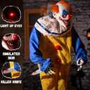 Halloween Animatronic 6ft Killer Clown Decorations, 72inch Animated Clown with Motion Activation, Creepy Sound, Scary Move, Light Up Eyes, Haunted House Spooky Horror Prop for Indoor, Outdoor, Yard