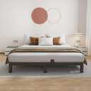 ROIL 4 inch King Size Bed Frame Metal Platform No Box Spring Needed with Round Corner Legs Mattress Stoppers Retainers 3500LBS Heavy Duty Steel Slats Noise-Free