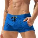 TONLEN Mens Swimwear Short Swim Trunks with Zipper Pocket (Medium, Royal Blue #1)