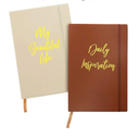 Paper Junkie 2 Pack Inspirational Faux Leather Notebook Journal, Kraft Lined Pages, 5.4x8.3