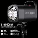 NEEWER S101-300W Strobe Flash Light with 9 Levels 150W Modeling Lamp, 300Ws GN58 5600K with Standard Bowens Mount Reflector, S1/S2 Mode Silent Fan for Photography Studio, Portrait Product Shooting