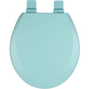 Toilet Seat, Slow Close, Soft Touch, Ultra-Smooth Matte Finish (No Orange-Peel Texture), Premium Molded Wood, Quick Release, PIKLiDS (Light Turquoise, Round)