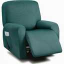ULTICOR 4-Piece, 1 Seat Recliner Cover, Yarn Dyed Reclining Chair Covers for 1 Cushion Reclining Sofa, Single Seat Recliner Couch Cover, Soft, Machine Washable (Deep Teal, Recliner Cover)