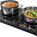 Sunvivi Portable Induction Cooktop: 2 Burners in 1, Commercial-Grade Electric Countertop Stove with LED Touchscreen, 8 Power Levels & Precise Temp Control (176°F-518°F), Independent Timer, Black