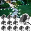 Peasur Mini Solar Ground Lights Outdoor, 12 Pack Flat Solar Powered Disc Lights, IP68 Waterproof, Anti-Rust, Landscape Lighting for Pathway Garden Yard Lawn Walkway Landscape Driveway, Cool White