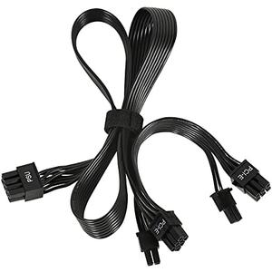 Certusfun PCIE Cable for Corsair, 65CM 8 Pin to Dual 6+2 Pin PCIE Power Cable for Thermaltake, Male to Male GPU Cable for ARESGAME Modular Power Supply (65cm+15cm)