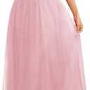 BeryLove Sequin Dress for Woman Vintage A Line Wedding Formal Swing Mesh Dress Sleeveless Cocktail Maxi Gowns (M, Long-Pink)