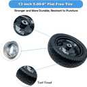 2 x 2-Pack Small 13x5.00-6 Flat Free Tire with Rim,2.25" Offset Hub with 5/8" Ball Bearing,Diameter 12.2",Width 3.6" w/Grease Fitting,300lbs Capacity,13x5-6 No-Flat Solid Wheel,for Lawn mower,Garden Cart