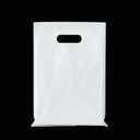 Dyfhoju 100 Pcs 2.5 Mils White Small Plastic Bag for Business with Die Cut Handle 6 x 8 in Reusable Thick Merchandise Shopping Bag for Retail Glossy Boutique Treat Goodie Gift Wrapping Party