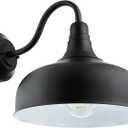 Gooseneck Rustic Light Fixture, Wall Mount, Medium Base (E26) Socket, Standard A19 Bulb Required (60W Max), 12 Inch, Indoor and Outdoor Use, ETL Listed Wet Location, Black