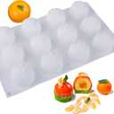 OCPO KITCHEN Orange Silicone Mold for Baking Mousse Cake, Candy, Chocolate, French Fruit Dessert, Pastry, Cupcake, Ice Cream, Pudding, Cake Decoration Mold, 3D Orange Shape (12-Cavity)