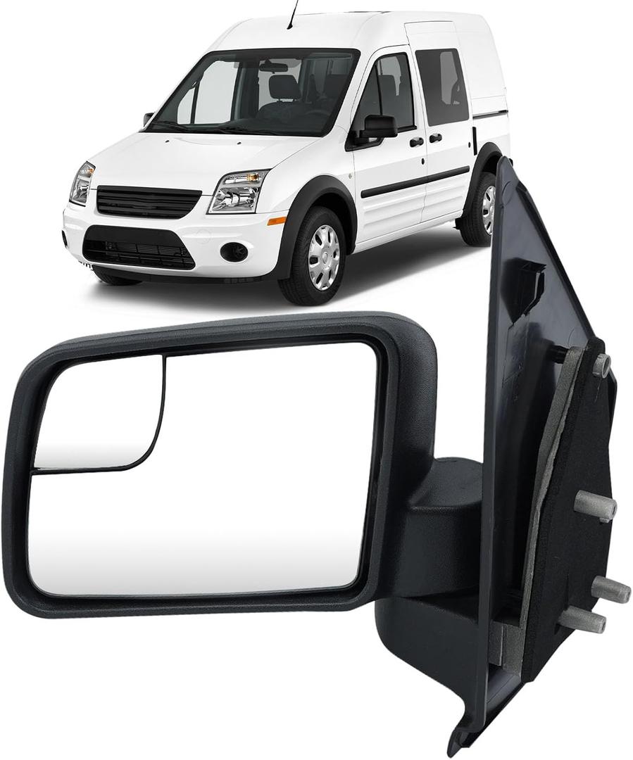 Left Driver Side Mirror Compatible with 2011-2013 Ford Transit Connect Left Side Rear Door Mirror with Manual Folding Textured Black BT1Z17683A