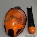 Full Face Snorkel Mask for Adults Teen, Snorkeling Gear with Detachable Camera Mount, Panoramic 180 View, Anti-Fog Anti-Leak Snorkling Set for Man and Women (Black Orange-L/XL)