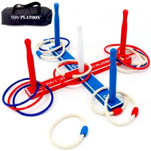 Play Platoon Ring Toss Game - Backyard Games for Kids - Includes 8 Rope & 8 Plastic Rings and Carry Bag (Complete Game Set)