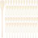 50 Pieces Long Wooden Spoons, 12 Inch Disposable Mixing Scoop Bulk with Long Handle, Oval Small Kitchen Utensil for DIY Craft, Cooking, Stirring, Serving Hot Cold Food