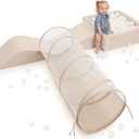 Fun Climbing Toy Set for Toddlers Aged 1-3 - Incl. Crawl Through Tunnel, Large Ball Pit & Climbing Blocks for Unlimited Indoor Fun - Perfect Foam Play Gym for Baby/Kids to Safely Learn New Skills (Beige)