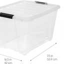 IRIS USA 54 Qt Stackable Plastic Storage Bins with Lids, 1 Pack - BPA-Free, Made in USA - See-Through Organizing Solution, Latches, Durable Nestable Containers, Secure Pull Handle - Clear