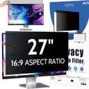Computer Privacy Screen 27 Inch for 16:9 Widescreen Monitor, Removable 27inch Anti Blue Light Anti Glare Monitor Privacy Filter Shield (23 9/16" x 13 1/4")