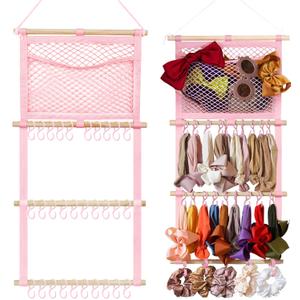 kangaroo Headband Holder Hair Bows Organizer for Baby Girls Large Capacity Bow Holder Hair Accessories Wall Hanging Organizer for Toddler Baby Girl Nursery Room Decor (pink)