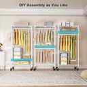 FUTASSI P3 Mini Rolling Clothes Rack, Clothing Racks for Hanging Clothes, Heavy Duty Garment Rack, Freestanding Portable Closet Rack 23.6'' W x 14'' D x 78.5'' H, Max Load 430 Lbs, White