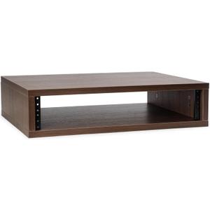Wooden Desktop Studio Rack, 19-Inch Rack-Mount Compatible, 373mm Usable Depth, Threaded Rails, Natural or Walnut, 2U-8U (Walnut Woodgrain, 2U)