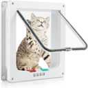Cat Door for Interior Exterior Door (Outer Size 7.75" x 7.5"), 4-Way Locking Flap for Cats & Dogs(Circumference < 20"), Weatherproof Pet Door, White, ABS Material (M)