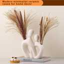 White Ceramic Vase,Rustic Vase Decor, Decorative Modern Flower Vase for Home Decor Farmhouse, Table, Shelf, Office,Centerpieces, Entryway, Pampas Grass