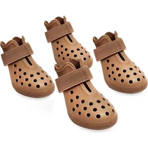 Dog Shoes for Hot Pavement - Comfortable Paw Protection for Medium & Large Dogs, Adjustable Strap & Non-Slip, Easy-Clean, Outdoor Sports Boots, Dog Booties for Summer Rain (Brown, L)