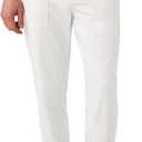 Runcati Mens Casual Pants Drawstring Elastic Waist Cotton Trousers Lightweight Loose Fit Chino Pants (L)