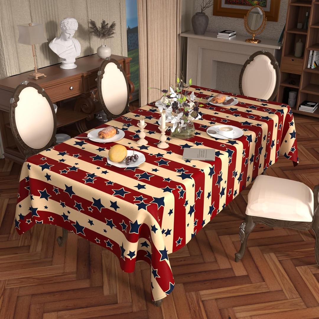 Stylish Washable & Waterproof 4th of July Tablecloth - Perfect Patriotic Decorations for Your Table, Ideal Among 5th of July Accessories and Festive Fourth of July Decorations (70" x 84" (Rectangular))