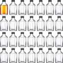 Patelai 48 Pcs Clear Glass Bottles with Caps Mini Glass Flask Liquor Bottles Empty Alcohol Shot Bottling Small Champagne Container DIY Gift for Wine Beverages Liquor Drinks Oil Beer (100 ml/ 3.4oz)
