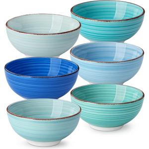 vancasso Bonita 12 Oz Small Bowls Set of 6, Ceramic Mini Dessert & Dipping Dishes, 5" Kids Bowls for Dip and Snacks, Dishwasher & Microwave Safe, Blue (Cool Color)