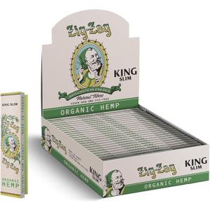 ZIG-ZAG Rolling Papers - Vintage Organic Hemp King Size - Slow Burning Rolling Papers (24-Pack)