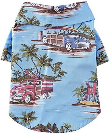 Tangpan Summer Pet Daisy Hawaiian Beach Plaid Print Shirts Clothes for Dog Blue XL